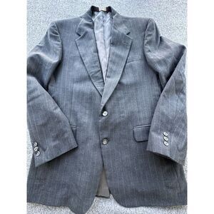 Botany 500 Blazer Mens 43" Dark Gray Striped Couture Wool Sport Coat Suit Jacket